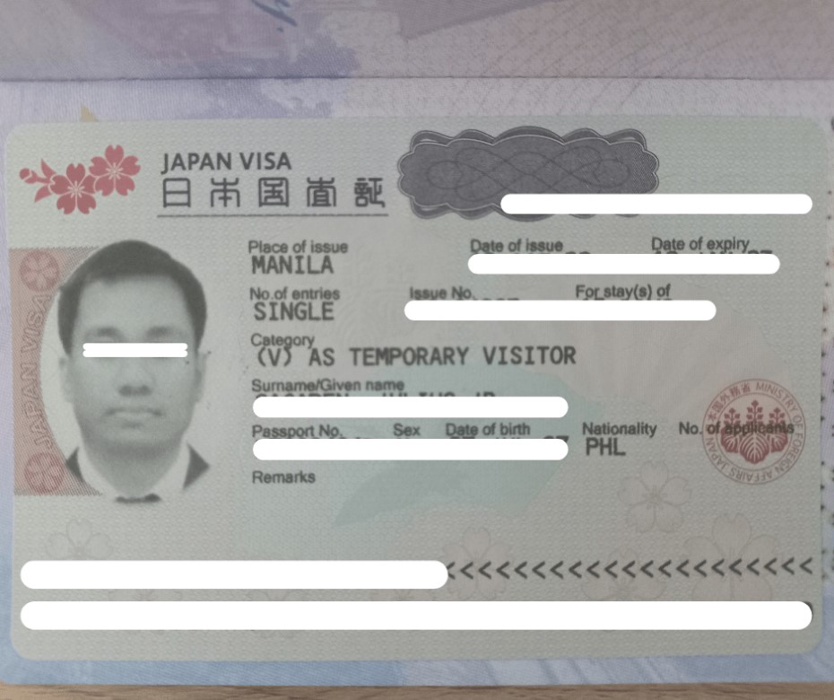 Sample of Japan visa