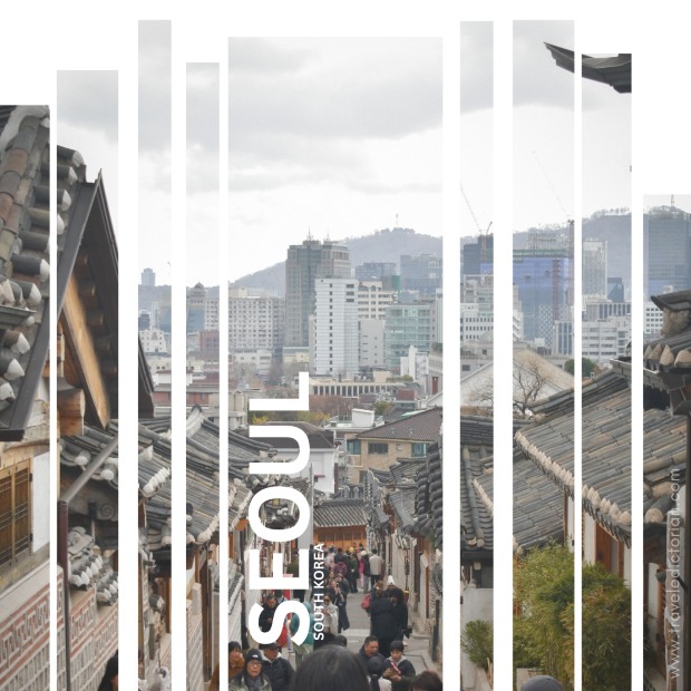 A traditional Korean village crowded with tourists