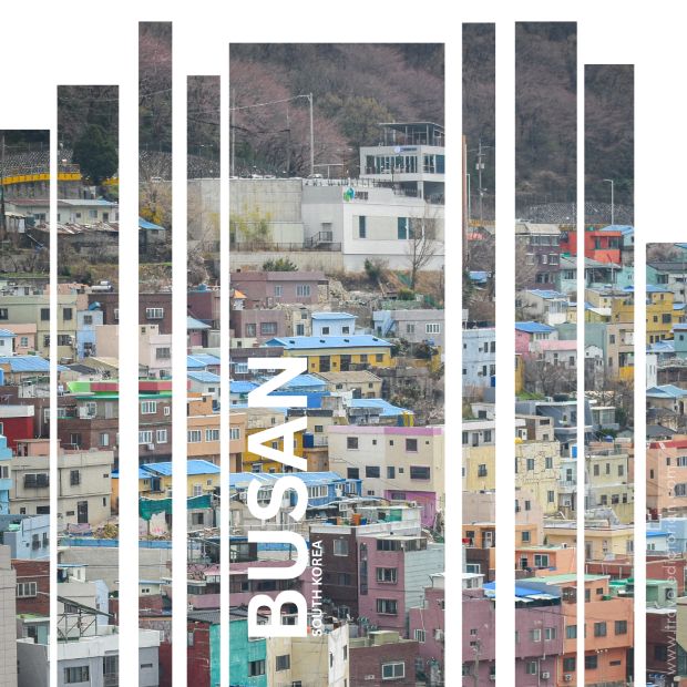 A colorful hillside houses