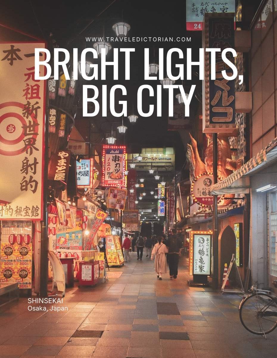 osaka-travel-guide A vibrant street adorned with neon signs and lanterns
