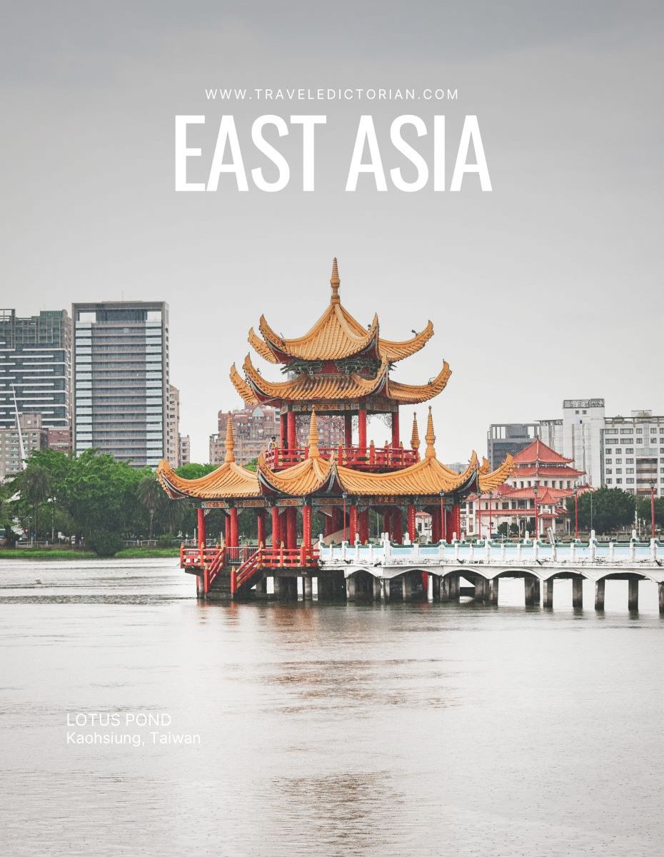 tourist-destinations-east-asia A three-tiered pagoda floating over a lake